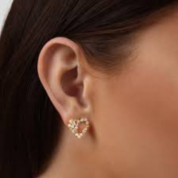 Crystal Heart Earrings - Gold /NWOT - Picture 4 of 8